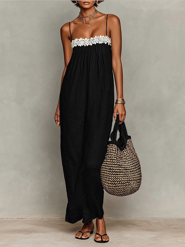 Summer Fashion Lace-Trimmed Slip Dress for Women