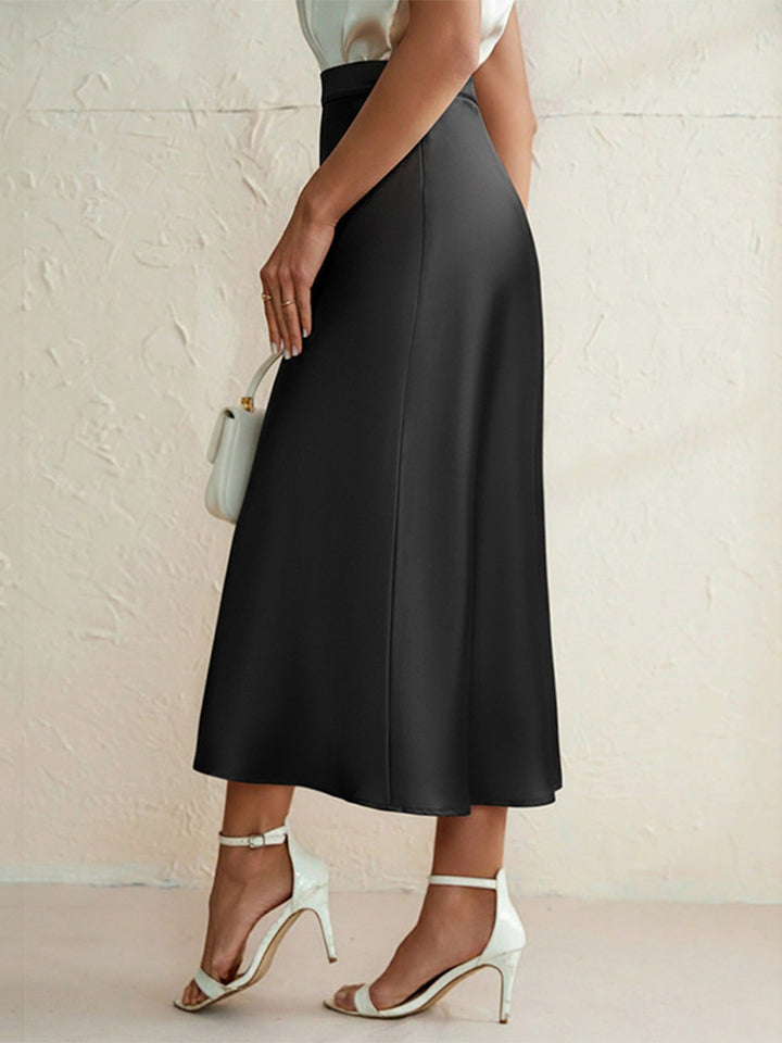 Satin high-waisted bodycon fishtail skirt