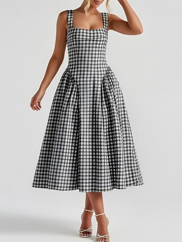 Polka Dot Square Neck Maxi Dress
