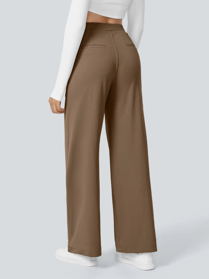 High Waisted Pleated Wide Leg Trousers