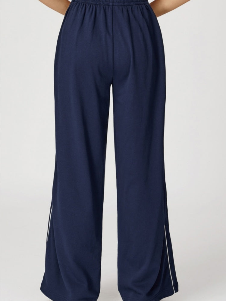 High Waist Striped Wide Leg Sweatpants