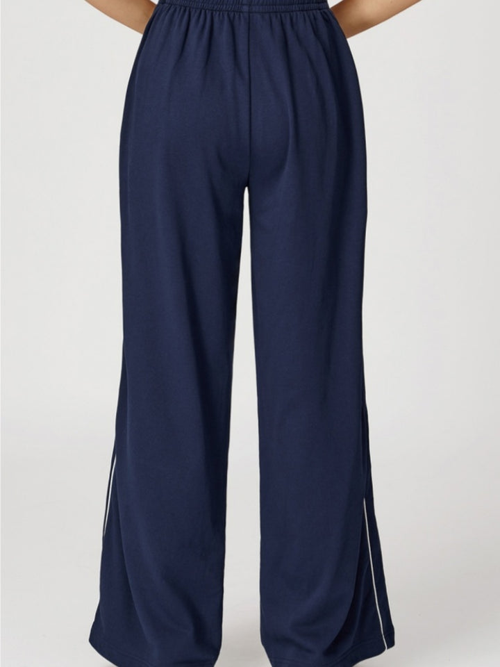High Waist Striped Wide Leg Sweatpants
