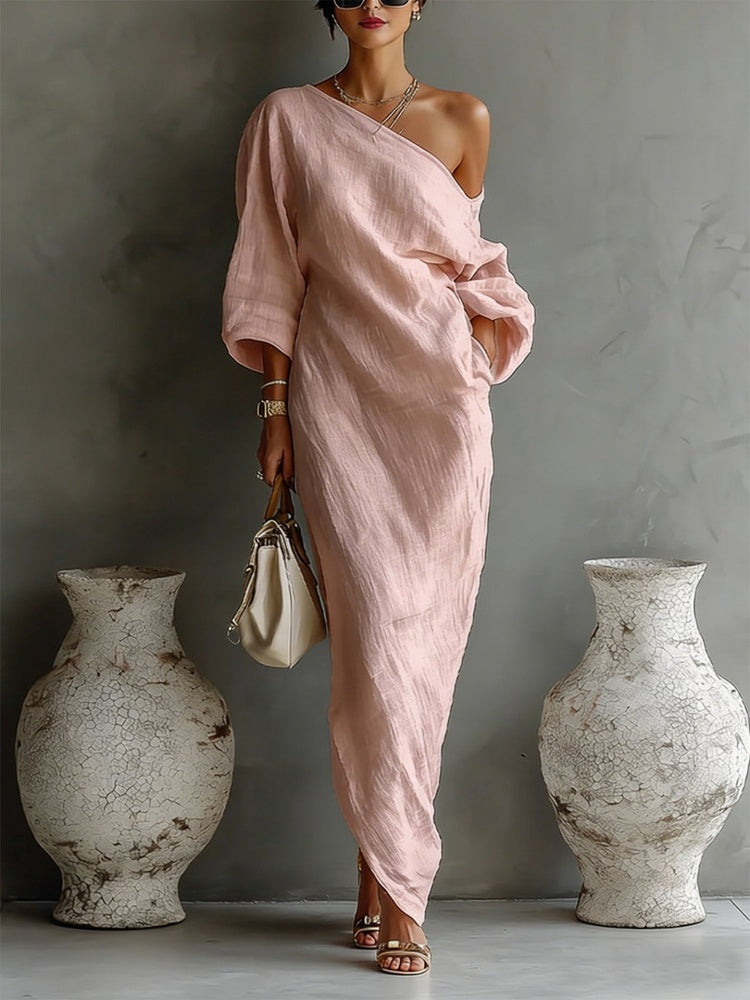 Elegant, breathable, irregular one-shoulder women&