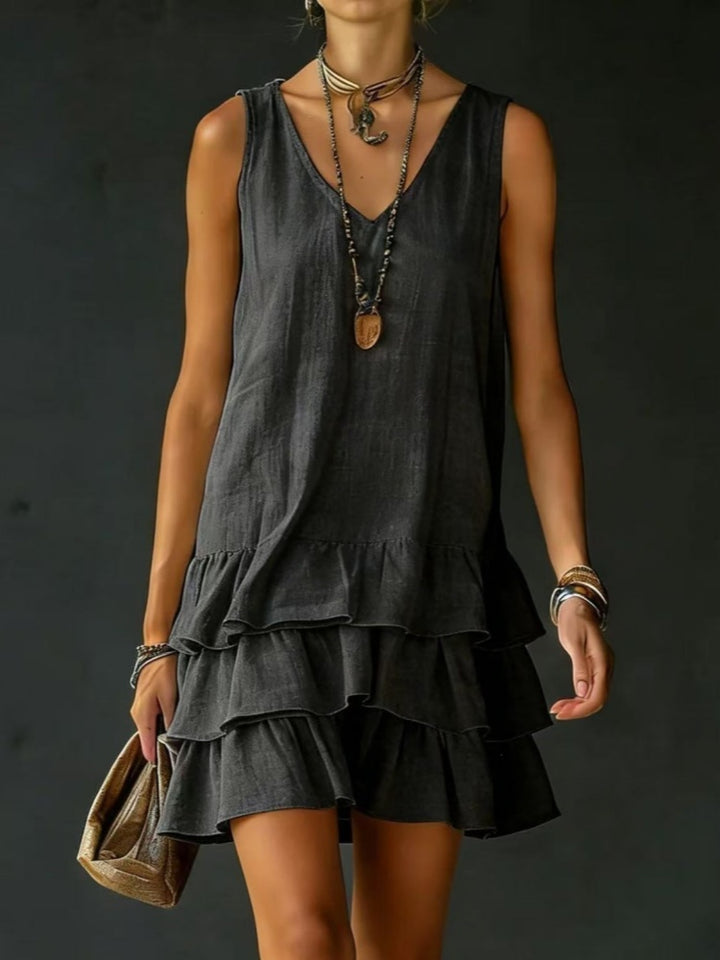 Fashionable loose-fitting casual solid color vest dress