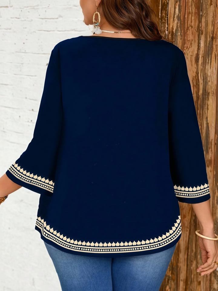 Casual printed three-quarter sleeve top