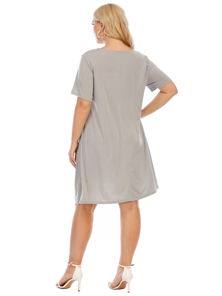 Plus Hollow V-Neck Short Sleeve Dress