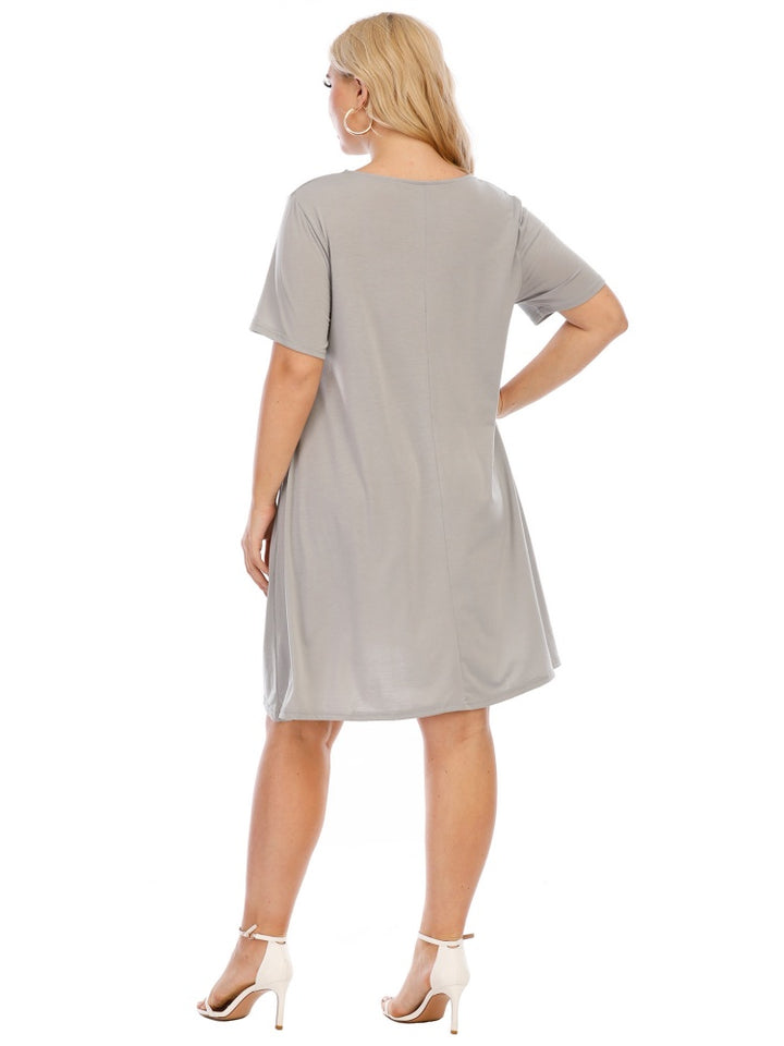 Plus Hollow V-Neck Short Sleeve Dress