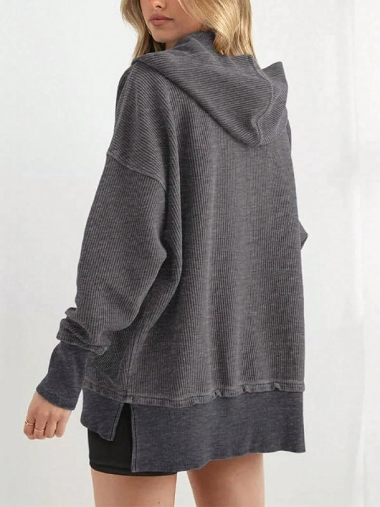 Waffle Knit Henley Hoodie