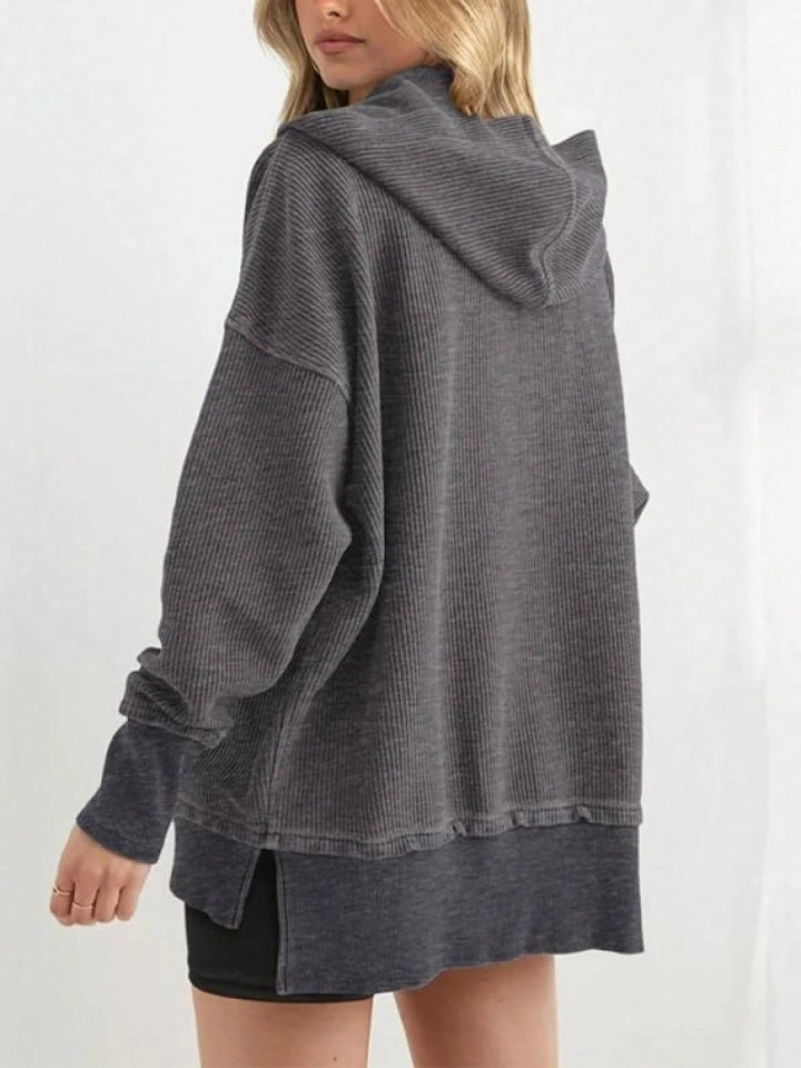 Waffle Knit Henley Hoodie