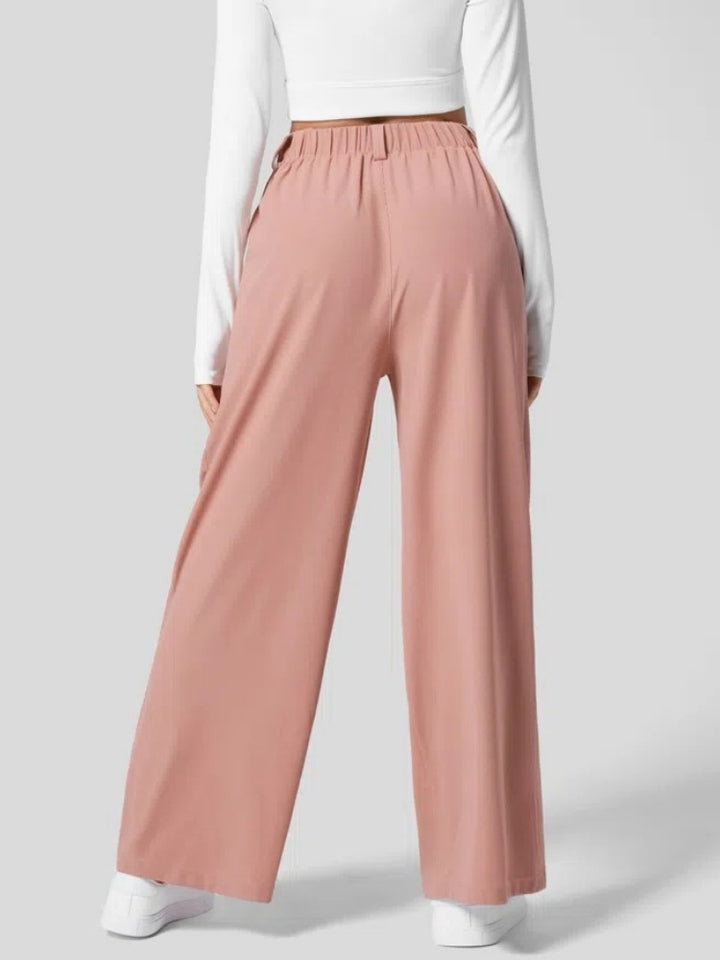 Drawstring Elastic Waist Wide Leg Pants