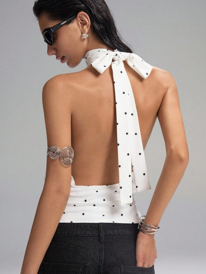 Polka Dot Halter Neck Top