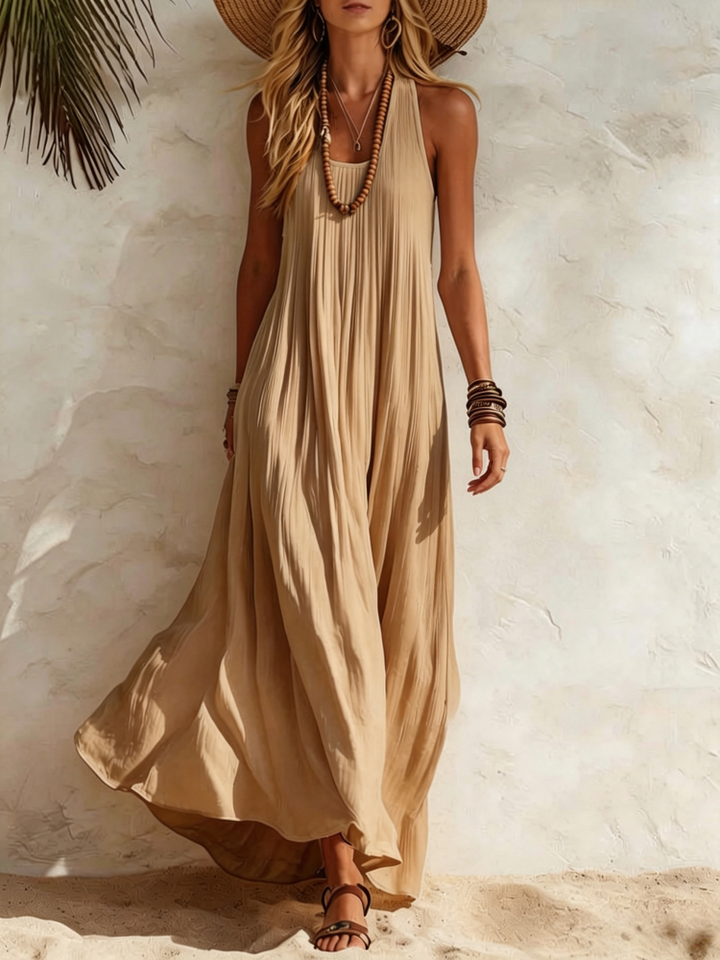 Sleeveless Crinkle Textured Maxi Dress