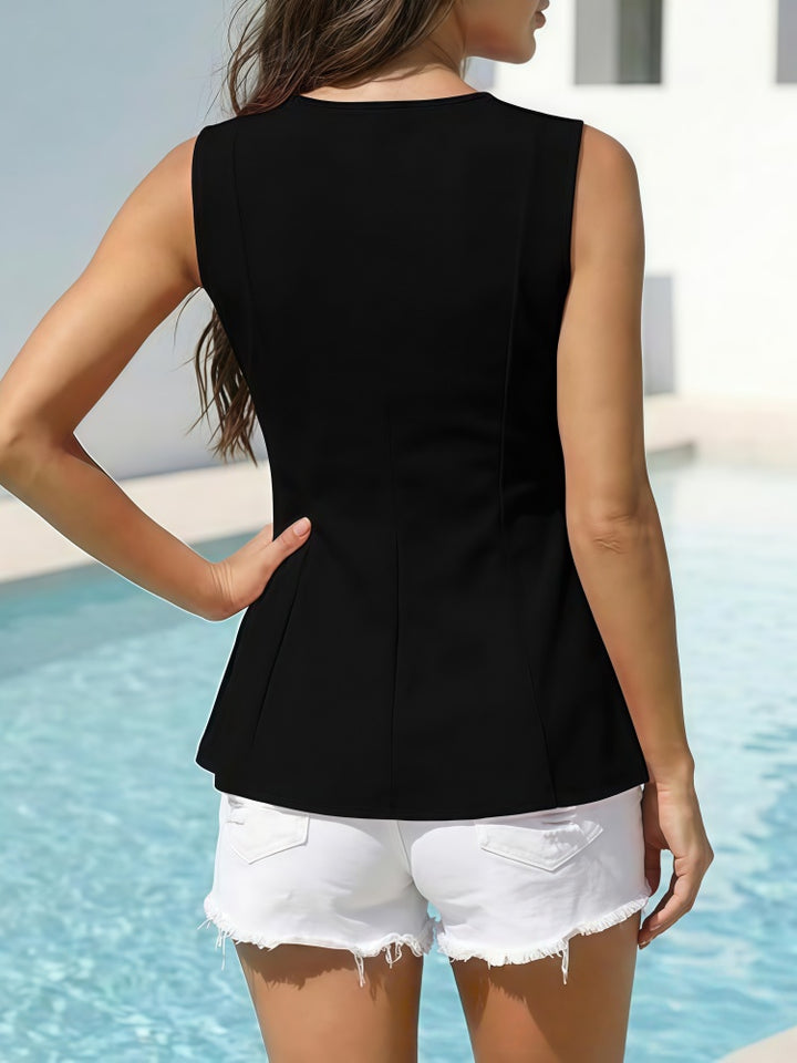 Sleeveless Round Neck Peplum Top