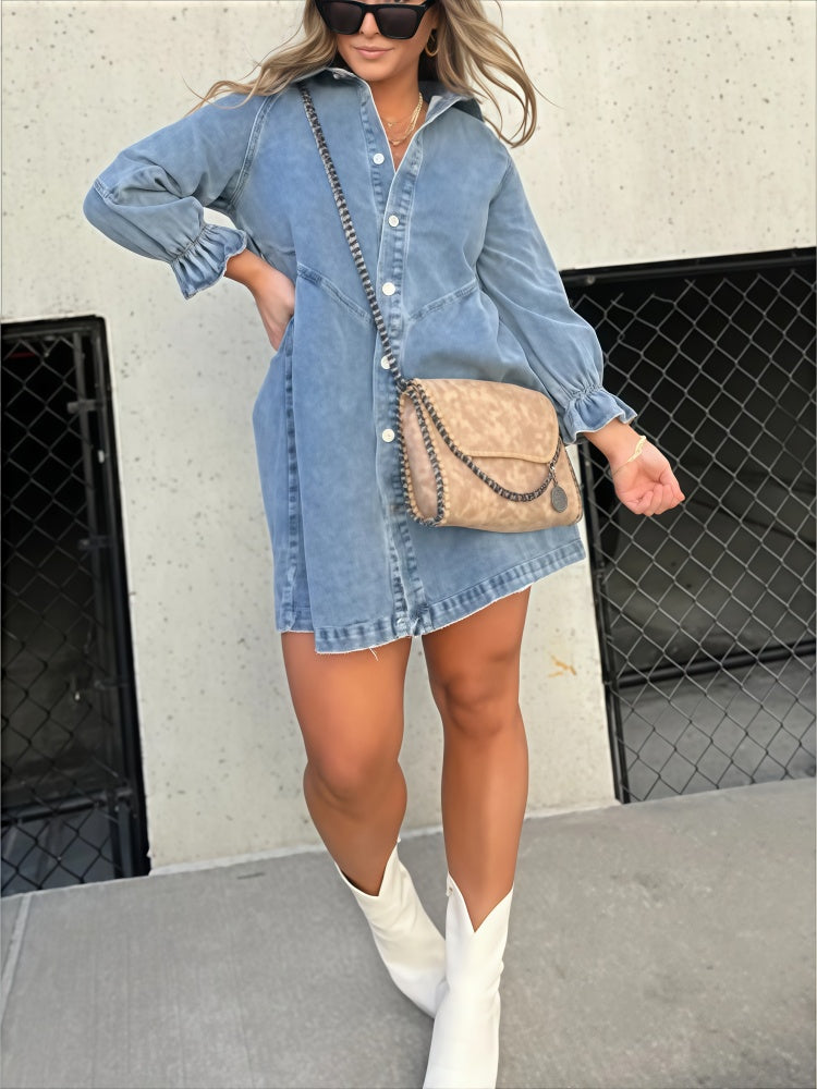 Washed Denim Shirt Dress
