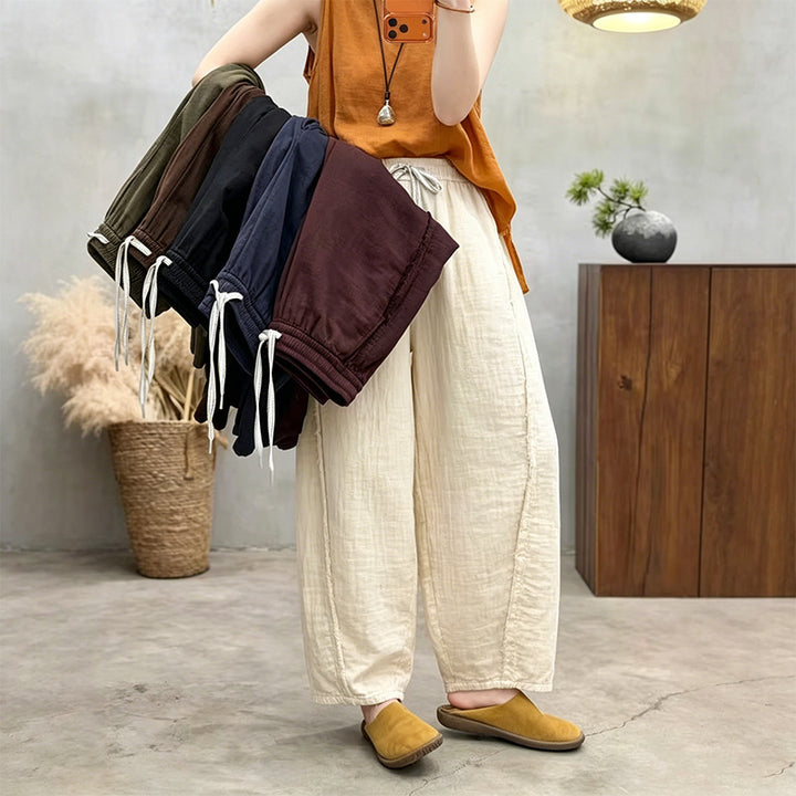 Retro drawstring curved blade style loose casual pants