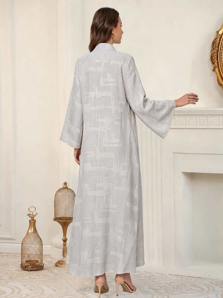 Sequin Embroidered Long Sleeve Abaya Dress