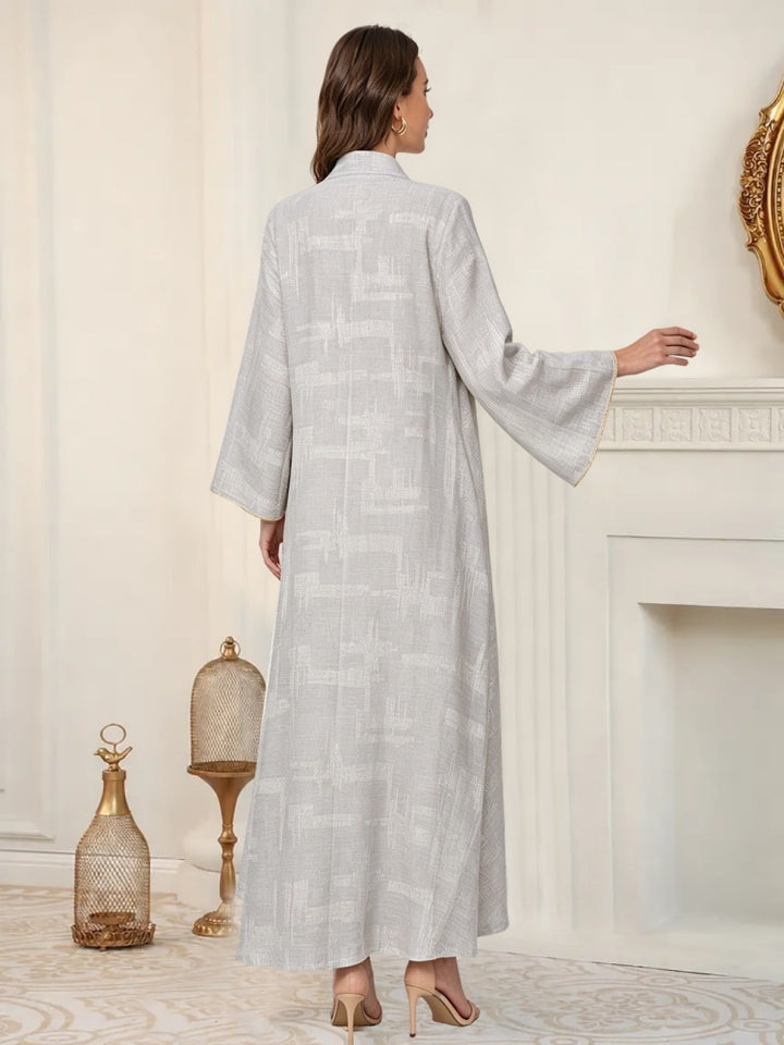 Sequin Embroidered Long Sleeve Abaya Dress