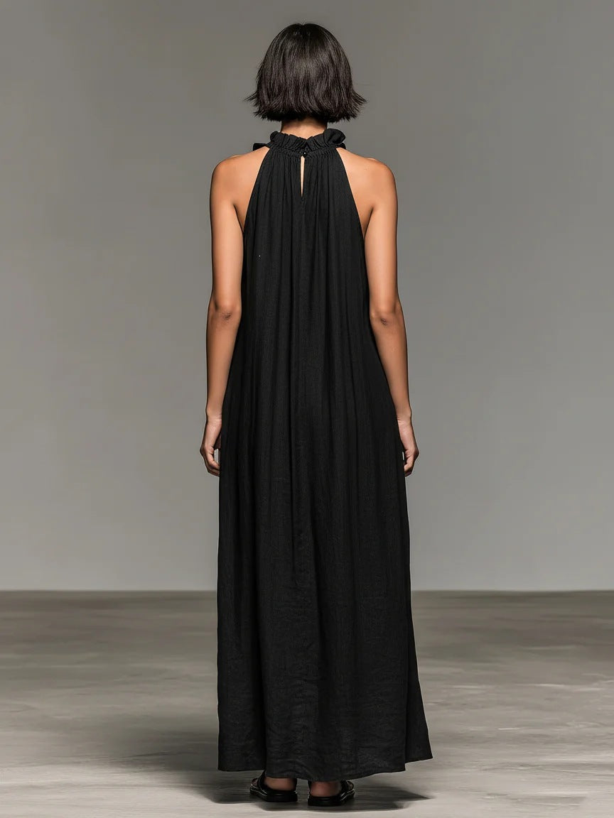 Ruffled Halter Neck Maxi Dress