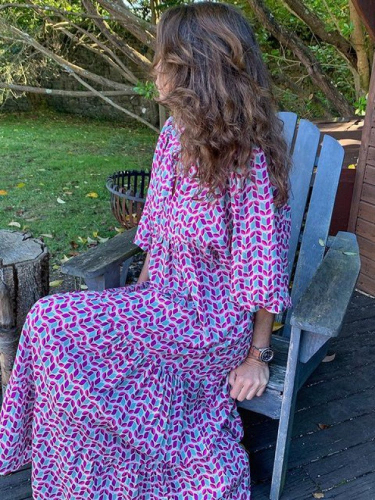 Puff Sleeve Tiered Maxi Dress