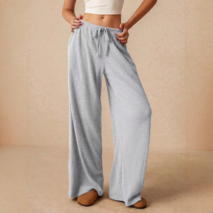 Summer solid color high-waisted casual wide-leg pants for women