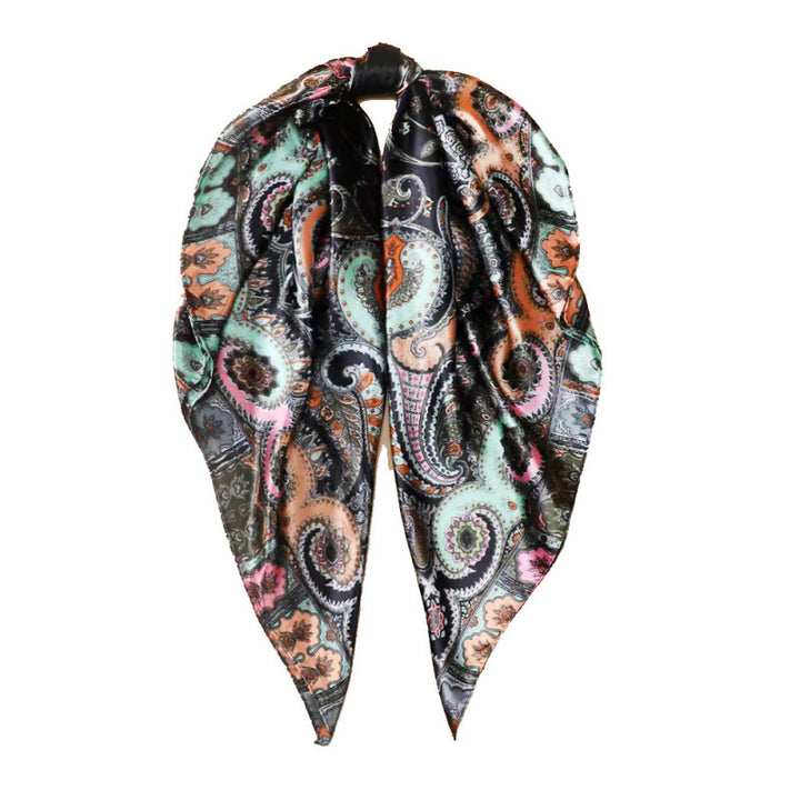 Floral Print Square Satin Scarf