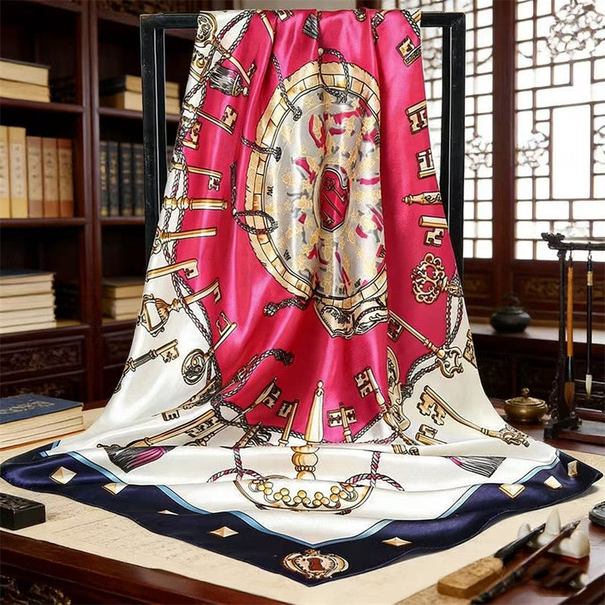 Luxury Printed Satin Square Scarf