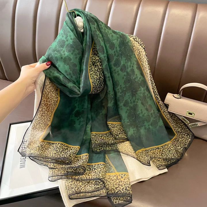 Sheer Artistic Floral Long Scarf Shawl
