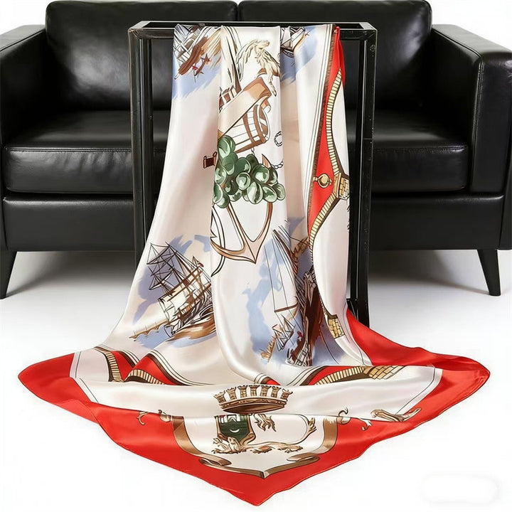 Luxury Printed Satin Square Scarf