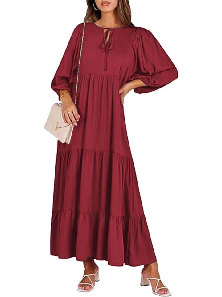 Puff Sleeve Tiered Maxi Dress