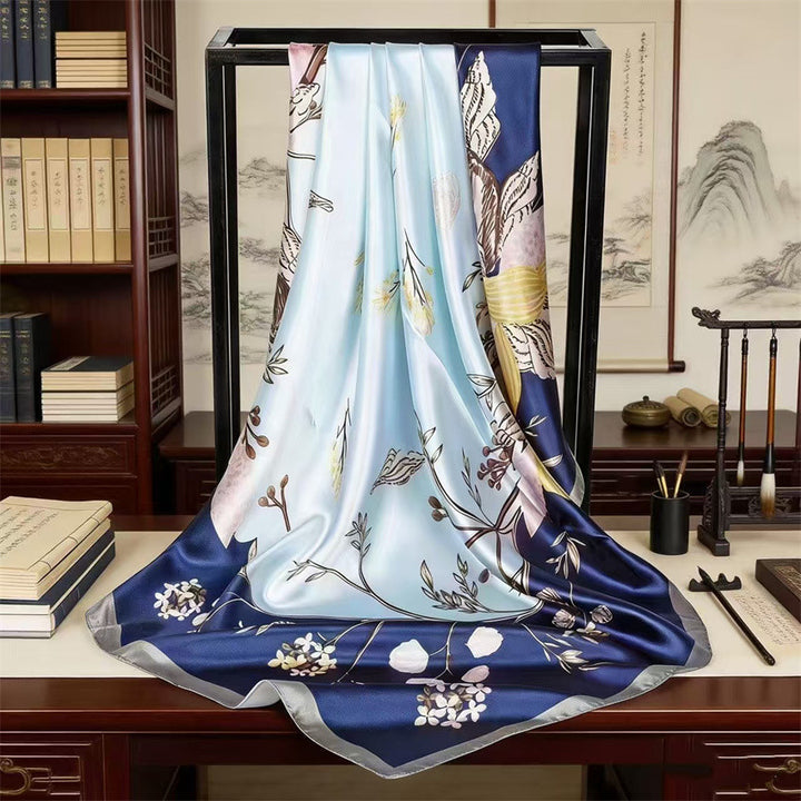 Luxury Printed Satin Square Scarf