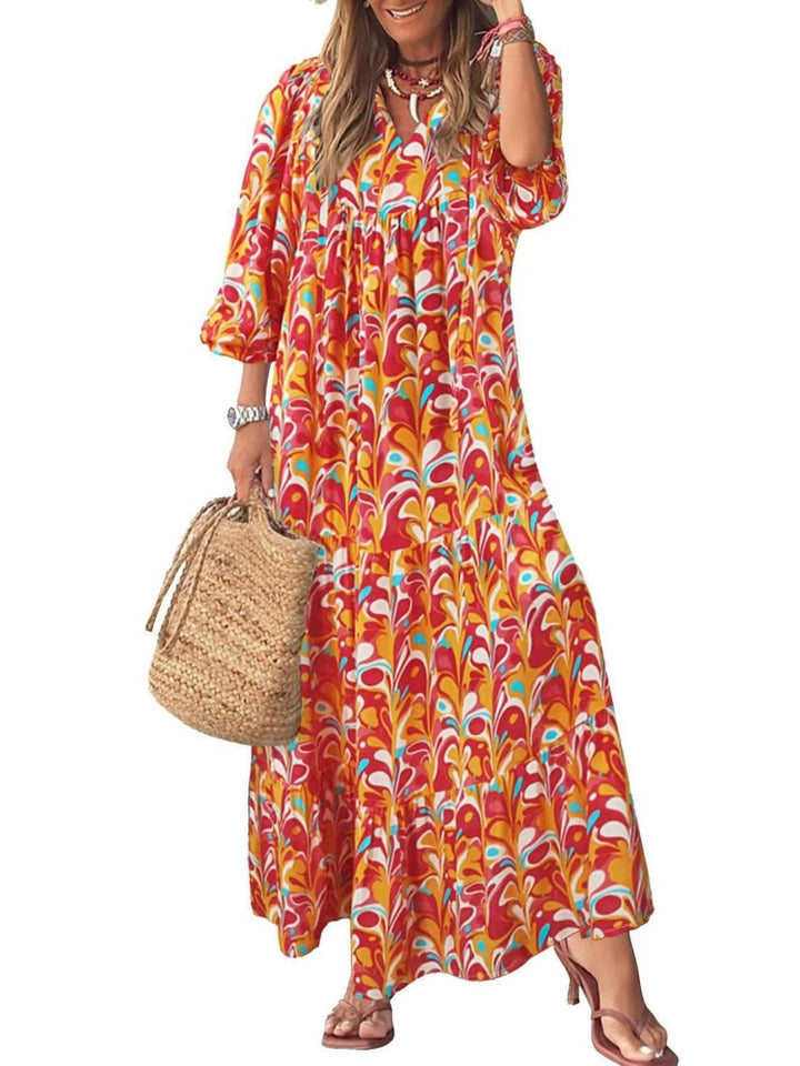 Puff Sleeve Tiered Maxi Dress