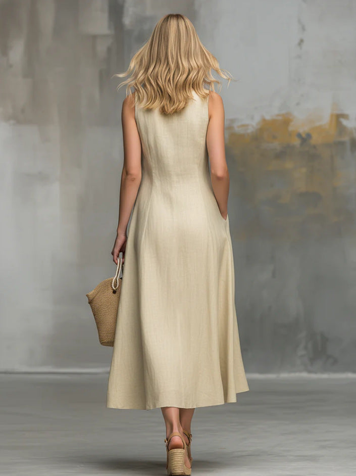 Casual collared button-down sleeveless women&