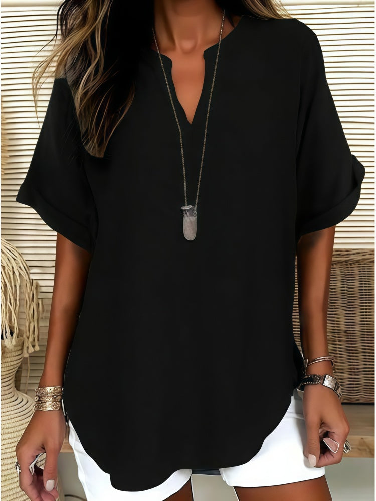 Fashionable printed V-neck short-sleeved T-shirt/shirt
