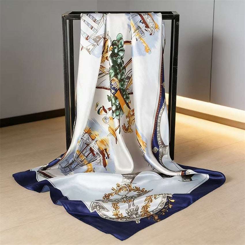 Luxury Printed Satin Square Scarf