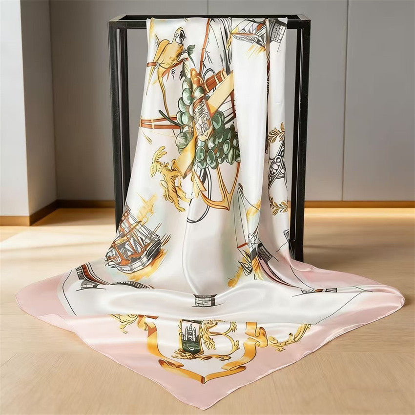 Luxury Printed Satin Square Scarf