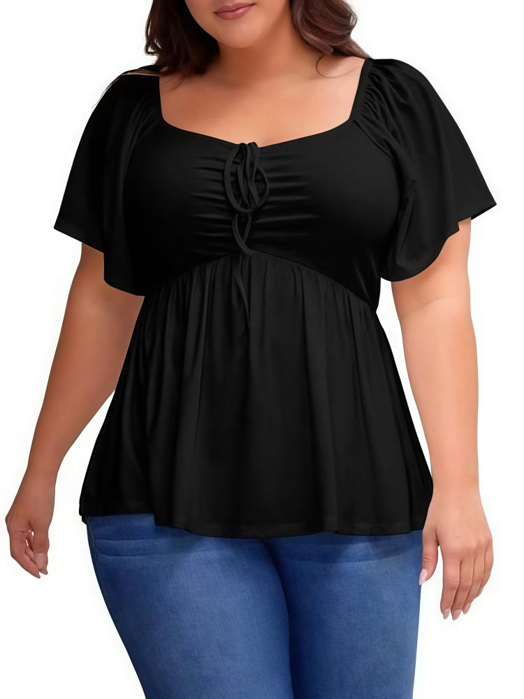 Summer Plus Size Raglan Sleeve Slim Waist T-Shirt