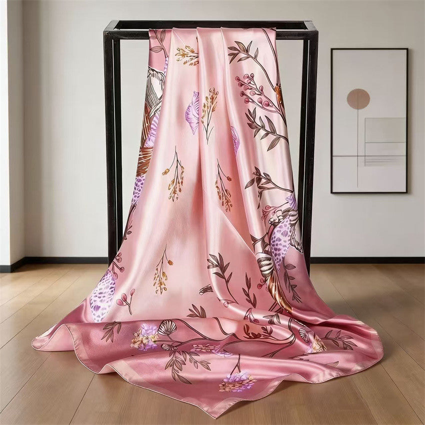 Luxury Printed Satin Square Scarf