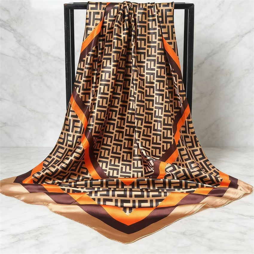 Luxury Printed Satin Square Scarf