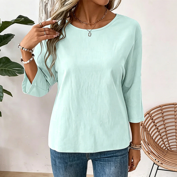 Casual solid color crew neck shirt