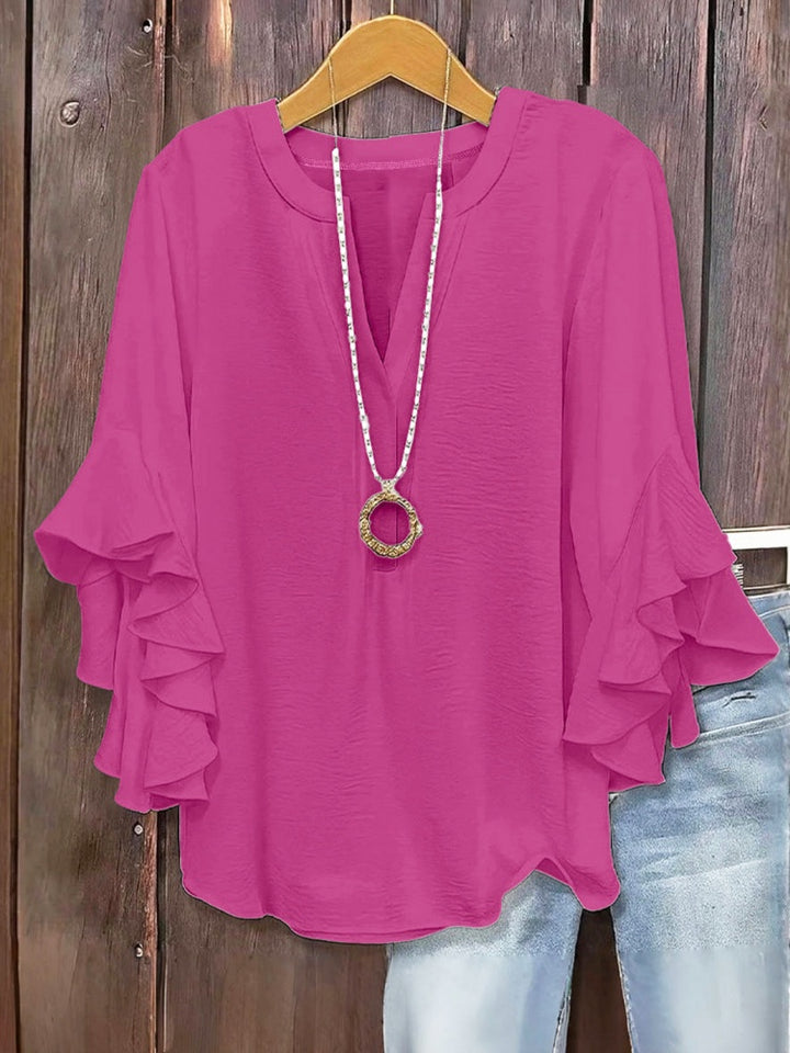Three-quarter sleeve V-neck top