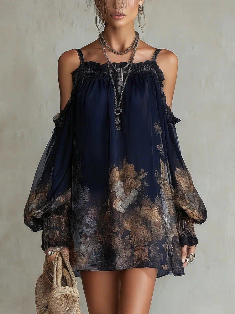 Loose-fitting printed slip dress