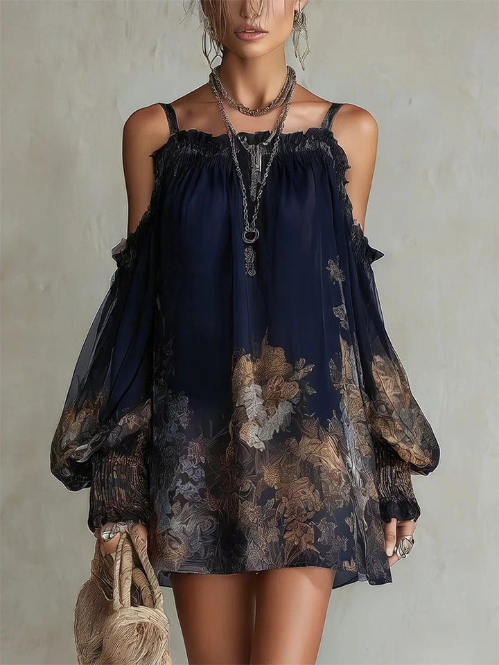 Loose-fitting printed slip dress