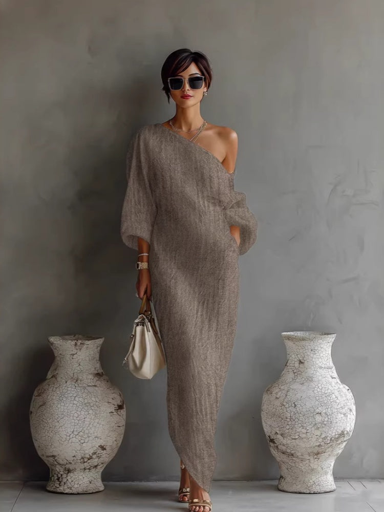 Elegant, breathable, irregular one-shoulder women&