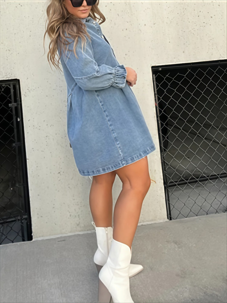 Washed Denim Shirt Dress