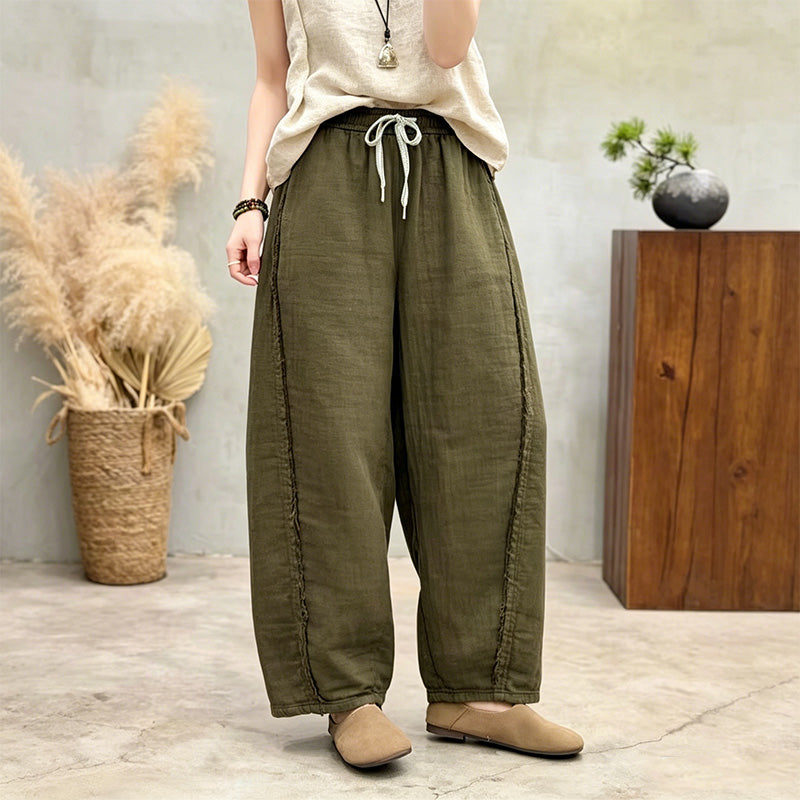 Retro drawstring curved blade style loose casual pants