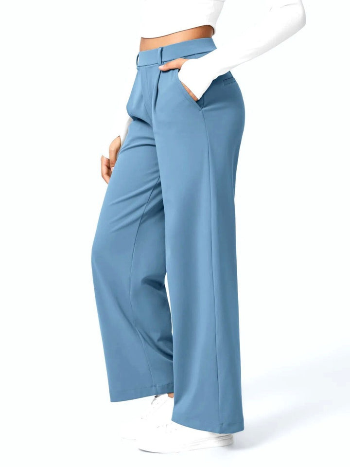 High Waisted Pleated Wide Leg Trousers