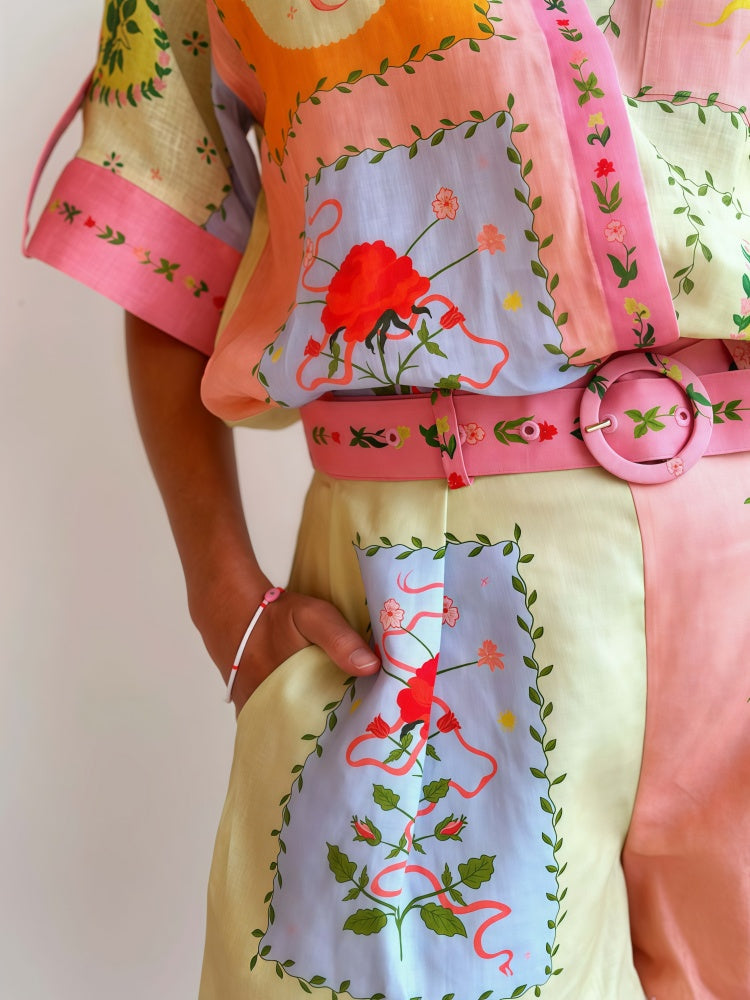 Linen Blend Shirt &amp; Shorts Set