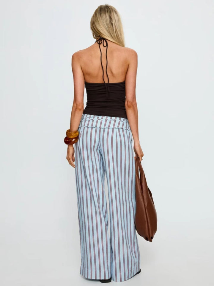 Wrap Tie Waist Wide Leg Pants