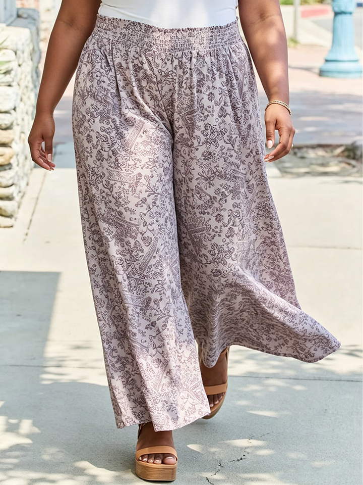 Printed Casual Loose Pocket Wide-Leg Pants