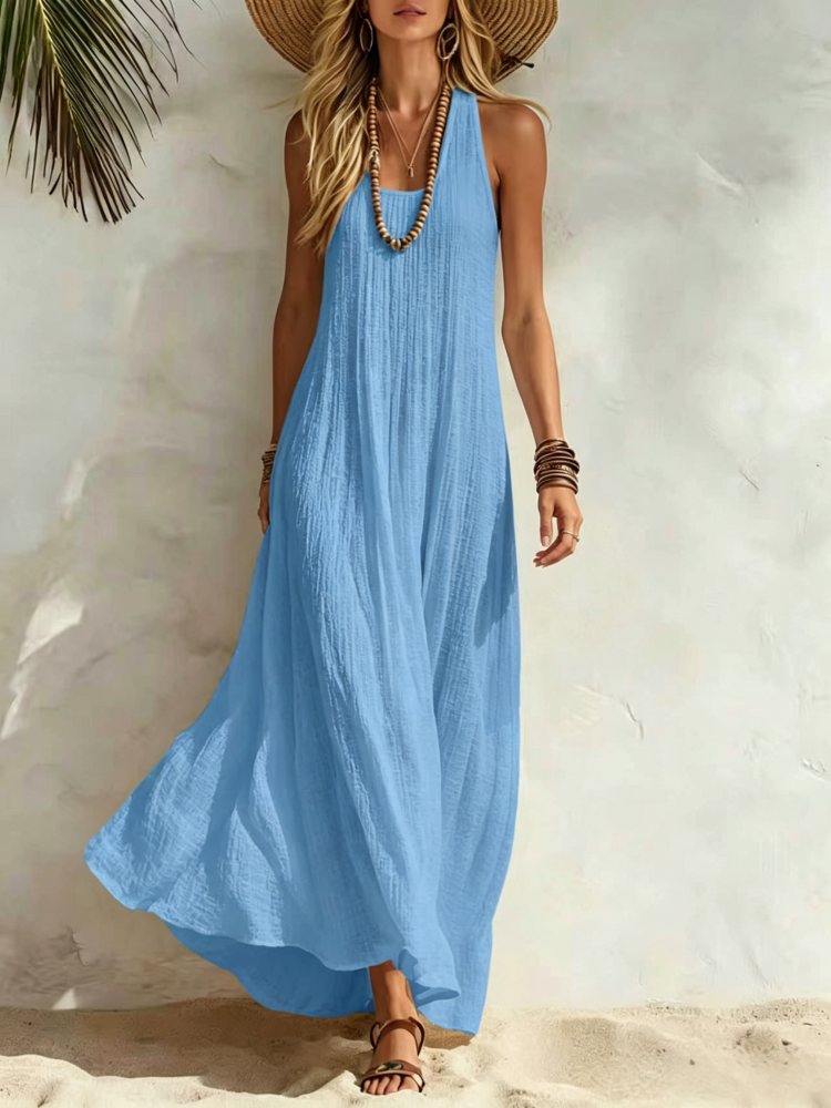 Sleeveless Crinkle Textured Maxi Dress
